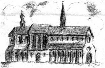 Franziskanerkloster St. Anna um 1810; Rtelzeichnung von Philipp Joseph Kraus